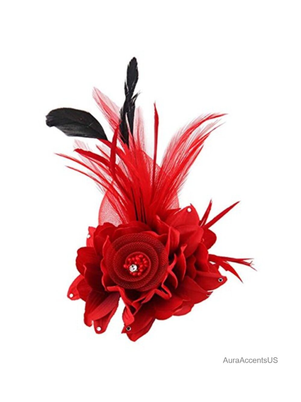 Fascinator Hat Women Flower Mesh Feathers Hair Clip Tea Party Wedding Cocktail